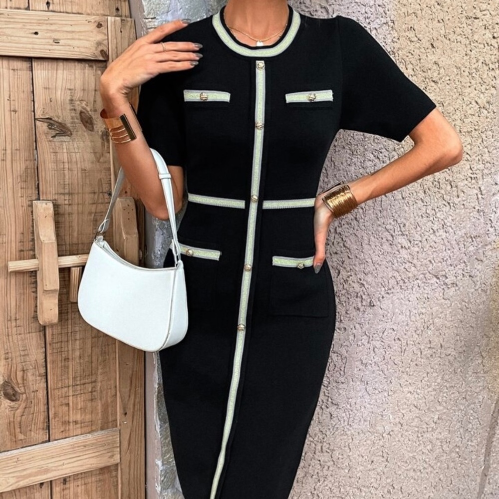 Fitted Black Sweater Dress